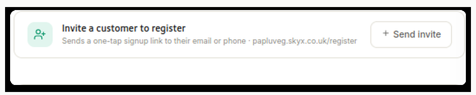 Pallet CRM customer registration widget for sending a one-tap signup invite